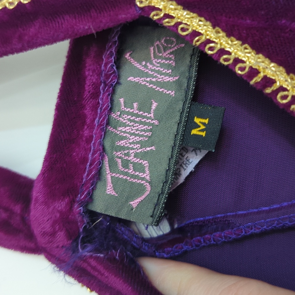 1990s Vintage Jeannie Nitro Purple and Gold Women's Dress - Picture 3 of 14